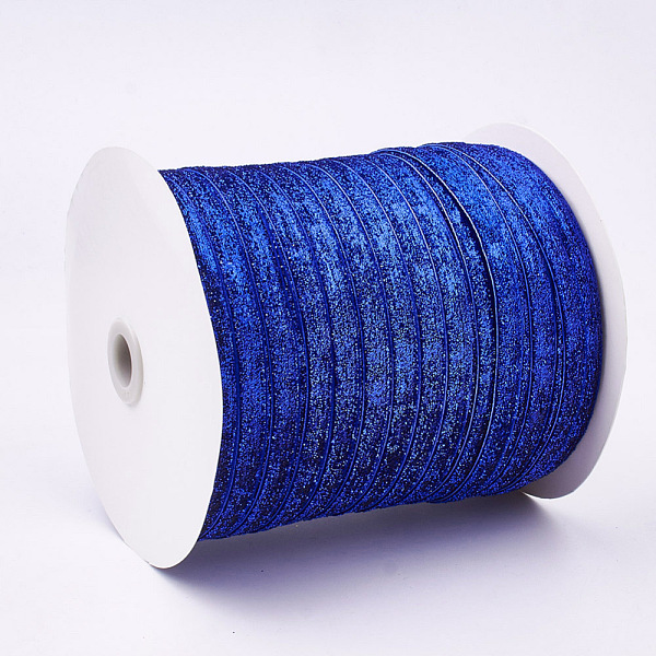 

PandaHall Glitter Sparkle Ribbon, Polyester & Nylon Ribbon, Blue, 3/8 inch(9.5~10mm), about 200yards/roll(182.88m/roll). Polyester None Blue