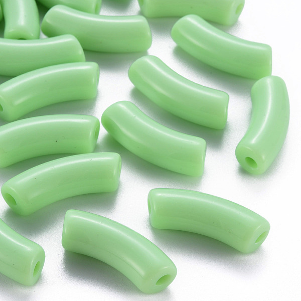 

PandaHall Opaque Acrylic Beads, Curved Tube, Spring Green, 36x13.5x11.5mm, Hole: 4mm, about 133pcs/500g Acrylic Tube