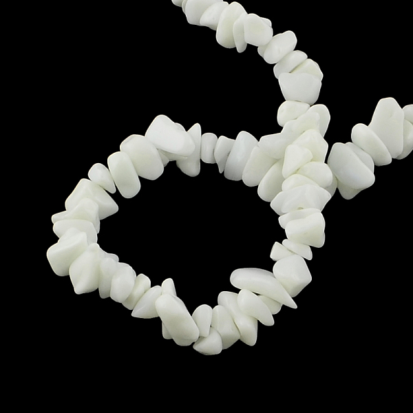 

PandaHall Synthetical Chip White Jade Bead Strands, 6~13x4~6x1~6mm, Hole: 1mm, about 245pcs/strand, 34.6 inch White Jade Chip White