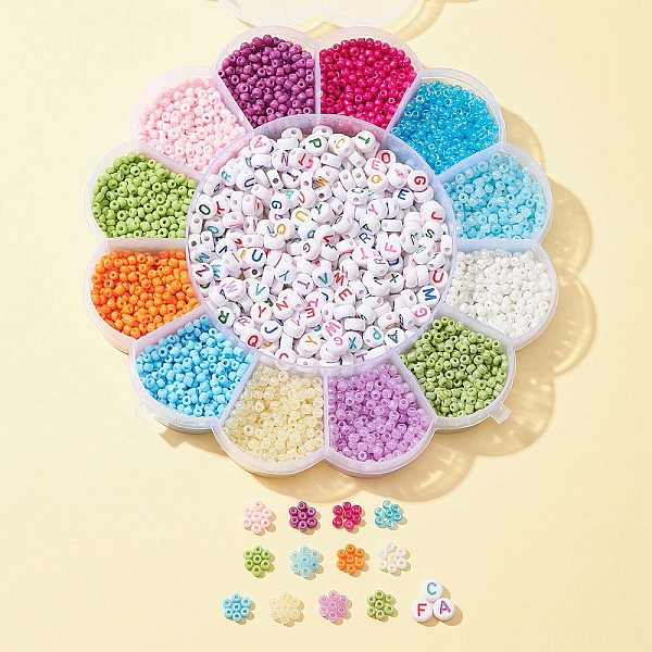 

PandaHall DIY Jewelry Making Finding Kit, Including 3604Pcs 13 Style Opaque & Baking Paint Glass Seed & Acrylic Letter Beads, Mixed Color..., Multicolor