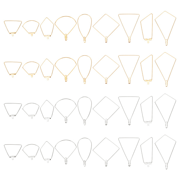 

PandaHall MAYJOYDIY 54pcs 9 Styles 304 Stainless Steel Hypoallergenic Hollow Hoop Earring Findings...
