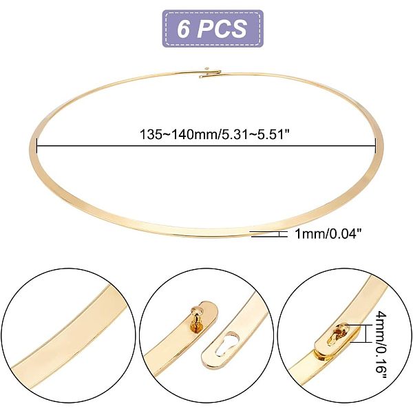 Unicraftale 6 шт. 13.5-14 см золотое ожерелье из нержавеющей стали проволочный воротник металлическое открытое колье массивное ожерелье для...
