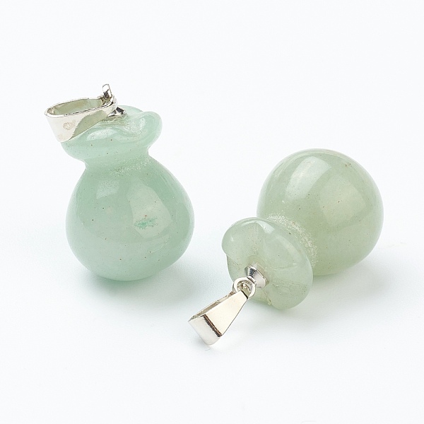 

PandaHall Natural Green Aventurine Pendants, with Platinum Brass Findings, Lucky Bag, 20.5x13mm, Hole: 2.5x6mm Green Aventurine Bag