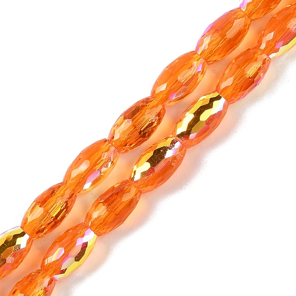 

PandaHall AB Color Plated Transparent Electroplate Beads Strands, Faceted, Oval, Coral, 10x6mm, Hole: 1.2mm, about 60pcs/strand, 24.02''..., Red