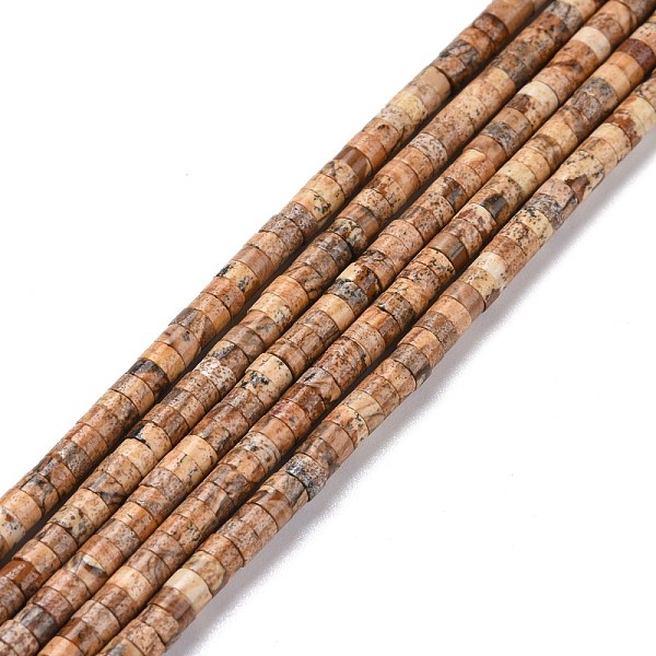 

PandaHall Natural Picture Jasper Beads Strands, Flat Round, 4x2mm, Hole: 1mm, about 169pcs/strand, 14.96''(38cm) Picture Jasper Flat Round