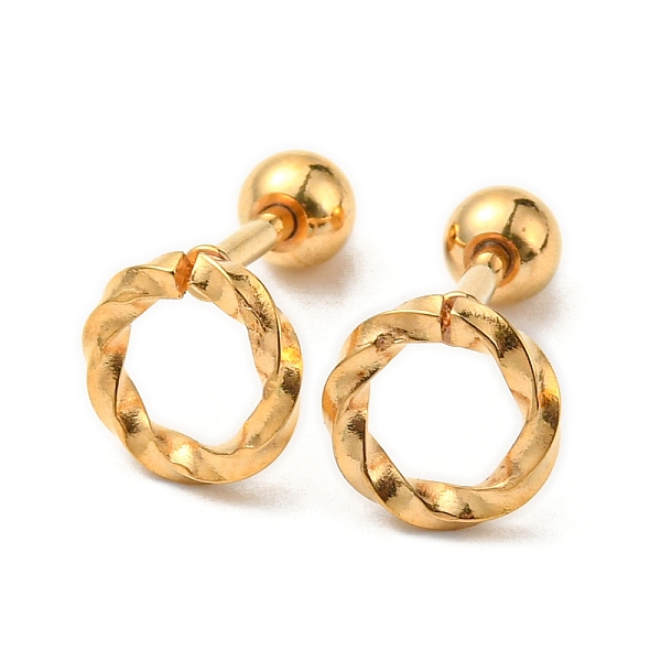 

PandaHall Ion Plating(IP) 304 Stainless Steel Stud Earrings, Round Ring, Golden, 8mm 304 Stainless Steel Ring
