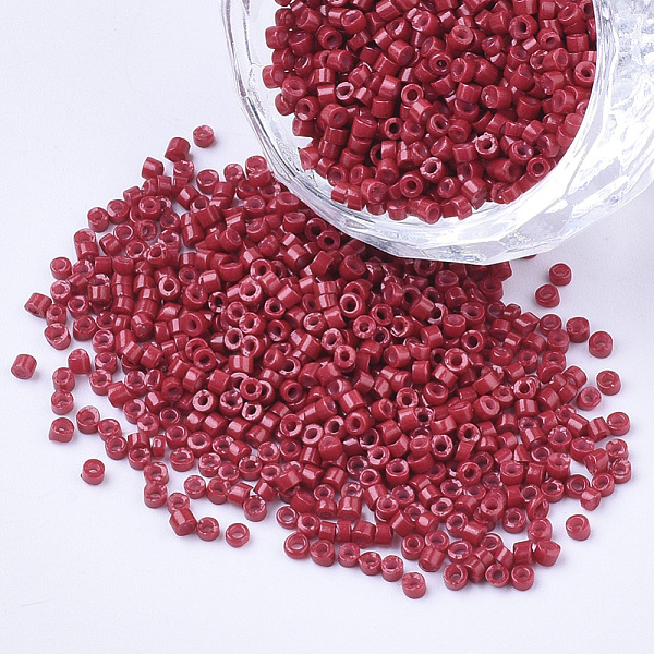 

PandaHall Glass Cylinder Beads, Seed Beads, Baking Paint, Round Hole, FireBrick, 1.5~2x1~2mm, Hole: 0.8mm, about 8000pcs/bag, about..., Red