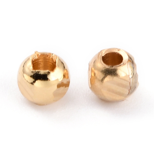 

PandaHall Brass Spacer Beads, Long-Lasting Plated, Faceted Round, Real 24K Gold Plated, 3.5~4x3mm, Hole: 1.6mm Brass Round