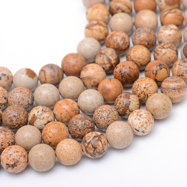 

PandaHall Round Natural Picture Jasper Bead Strands, 4~5mm, Hole: 1mm, about 87~90pcs/strand, 14.9~15.2 inch Picture Jasper Round