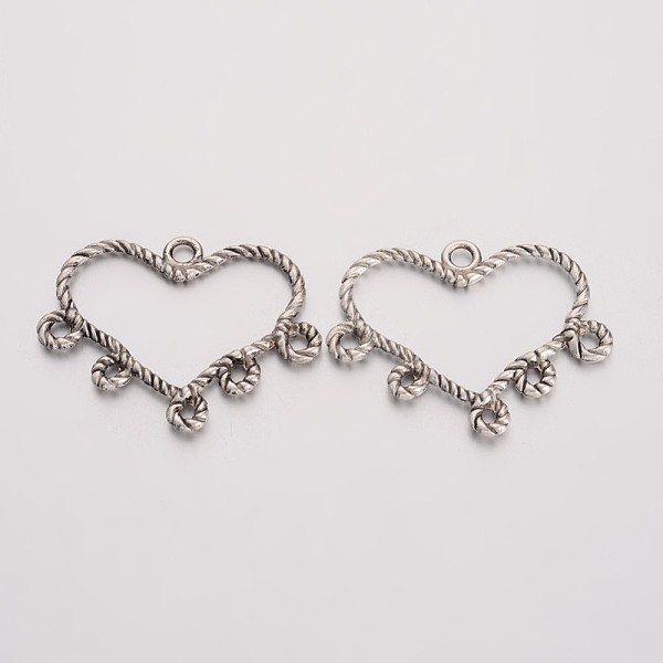 

PandaHall Tibetan Style Pendants, Lead Free, Cadmium Free and Nickel Free, Heart, Antique Silver, about 29mm long, 34mm wide, 2mm thick...