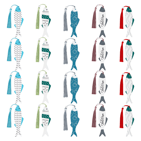 

PandaHall AHANDMAKER 20 pcs Wood Bookmarks Multi -Color Fish Shape Bookmarks with Tassel Cute Fish Animal Book Mark Unique bookmarksfor Book..., Multicolor
