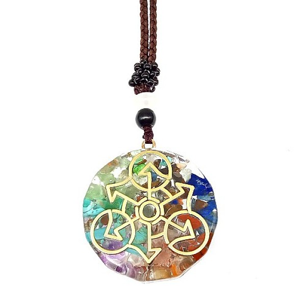

PandaHall Resin & Natural & Synthetic Mixed Gemstone Pendant Necklaces, Ring, 25.59 inch(65cm) Resin Ring