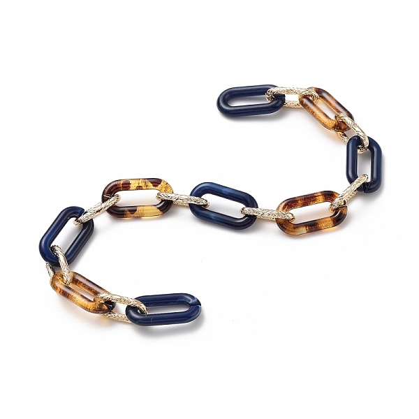 

PandaHall Handmade Acrylic Cable Chains, with Aluminum Links, Leopard Print Design, Textured, for Jewelry Making, Oval, Light Gold..., Blue