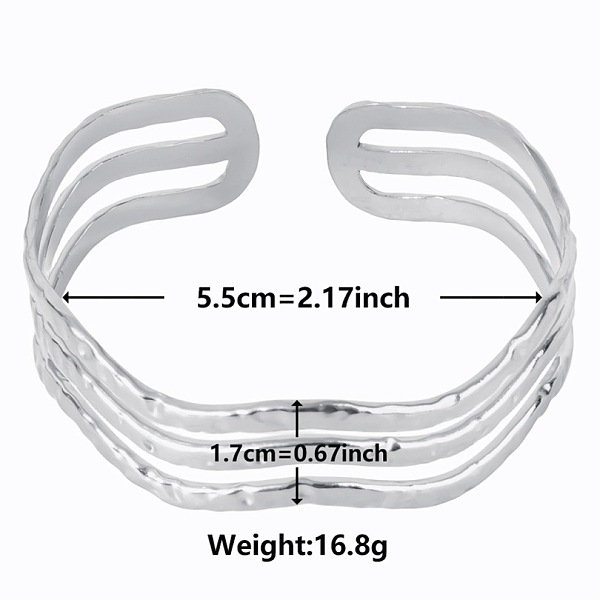 

PandaHall Elegant and Stylish Design Hollow 304 Stainless Steel Cuff Bangles for Women Stainless Steel