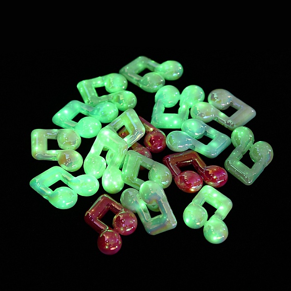 PandaHall UV Plating Opaque Luminous Acrylic Beads, Iridescent, Note, Mixed Color, 23x23x9mm, Hole: 2.8mm Acrylic Christmas Tree Multicolor