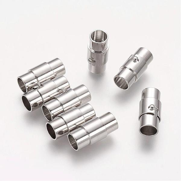 

PandaHall Brass Locking Tube Magnetic Clasps, Platinum, 17x9mm, Hole: 6mm Brass