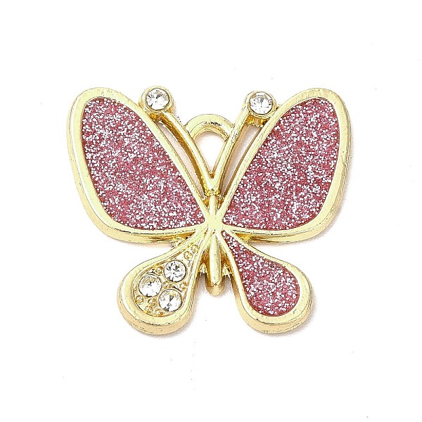 

PandaHall Alloy Enamel Pendants, with Glitter Powder and Rhinestone, Cadmium Free & Nickel Free & Lead Free, Golden, Butterfly Charm..., Pink