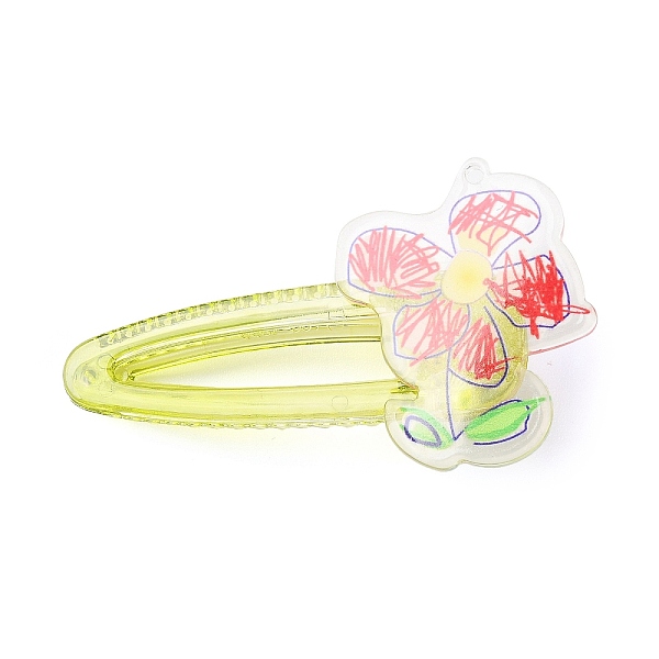 

PandaHall Flower Acrylic Alligator Hair Clips, with Iron Findings, Hair Accessories for Girls Women, Yellow Green, 68x40x20mm Acrylic Flower