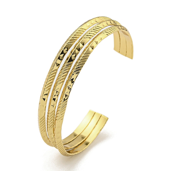 

PandaHall Vacuum Plating 202 Stainless Steel Multi-strand Open Cuff Bangles for Women, Golden, Inner Diameter: 2-1/4x2 inch(5.65x5.1cm)...