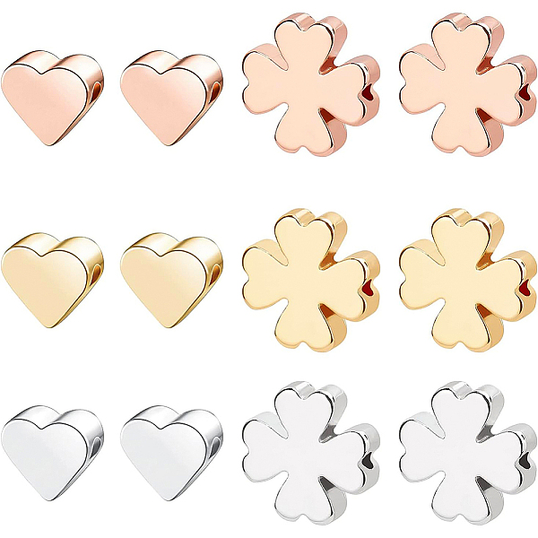 

PandaHall BENECREAT 30PCS 2 Shapes Brass Spacer Beads 3 Mixed Color Heart Beads Clover Beads for Bracelet Necklace DIY Jewelry Making Brass...