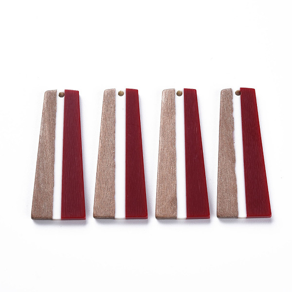 

PandaHall Resin & Walnut Wood Pendants, Trapezoid, Dark Red, 49x19x3mm, Hole: 2mm Resin+Wood Trapezoid