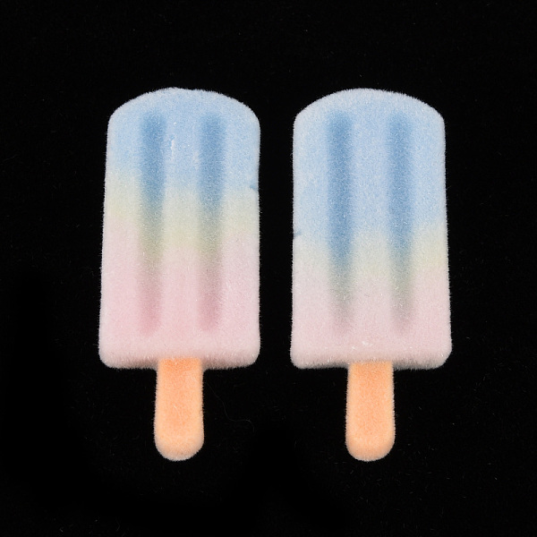 

PandaHall Flocky Resin Beads, Half Drilled Beads, Ice Cream, Cornflower Blue, 37.5x15.5x5.5mm, Hole: 1.2mm Resin Food