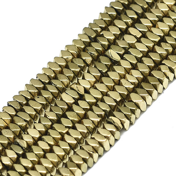 

PandaHall Electroplate Non-magnetic Synthetic Hematite Beads Strands, Square, Faceted, Real 18K Gold Plated, 2x2x1mm, Hole: 0.5mm, about...