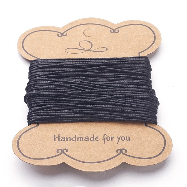 

PandaHall Jewelry DIY Findings Waxed Cotton Cord, Black, 1mm thick Waxed Cotton Cord Round Black
