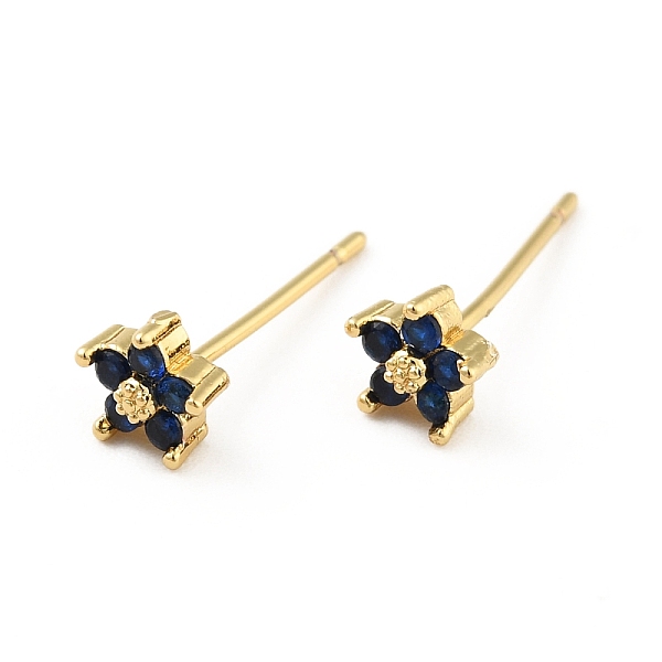

PandaHall Cubic Zirconia Flower Stud Earrings, Real 18K Gold Plated Brass Jewelry for Women, Cadmium Free & Lead Free, Marine Blue, 15x5x5mm...