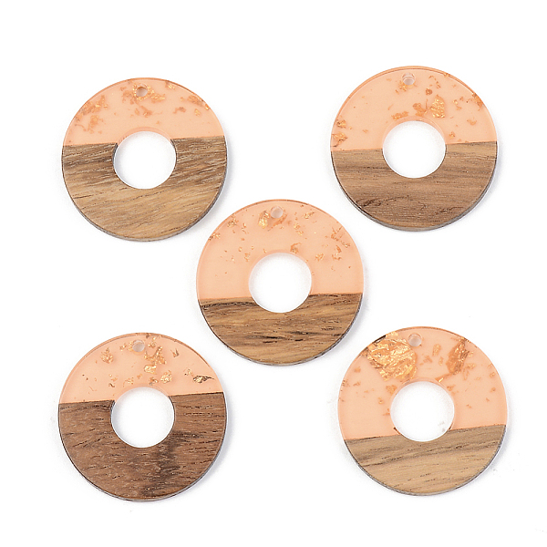 

PandaHall Transparent Resin & Walnut Wood Pendants, with Gold Foil, Flat Round, Dark Salmon, 28x3mm, Hole: 2mm Resin+Wood Flat Round Red