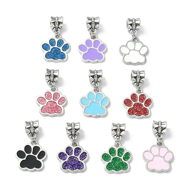 

PandaHall Dog Paw Print Alloy Enamel European Dangle Charms, Large Hole Pendants, Mixed Color, 17x16x1.5mm, Hole: 5mm, 10pcs/set..., Multicolor