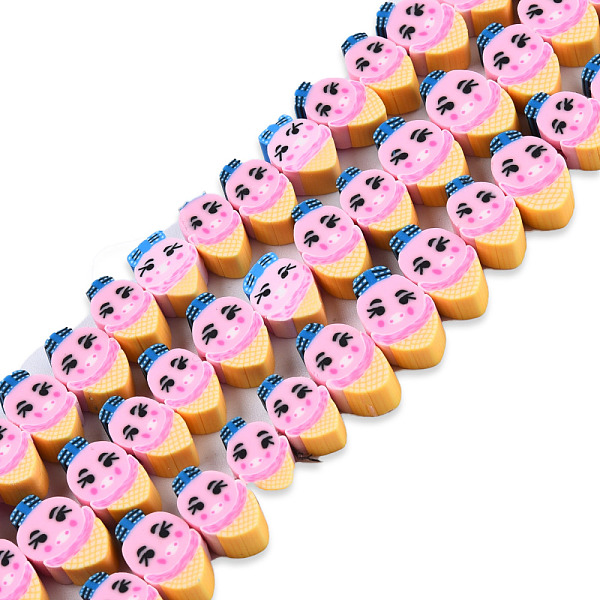 

PandaHall Handmade Polymer Clay Beads Strands, Ice Cream with Expression, Pearl Pink, 10~13.5x6~9x4.5~5mm, Hole: 1.6mm, about...
