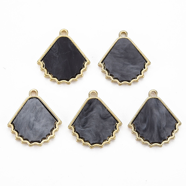 

PandaHall Plastic Pendants, with Light Gold Plated Alloy Findings, Cadmium Free & Nickel Free & Lead Free, Leaf, Gray, 18x16.5x2mm, Hole...