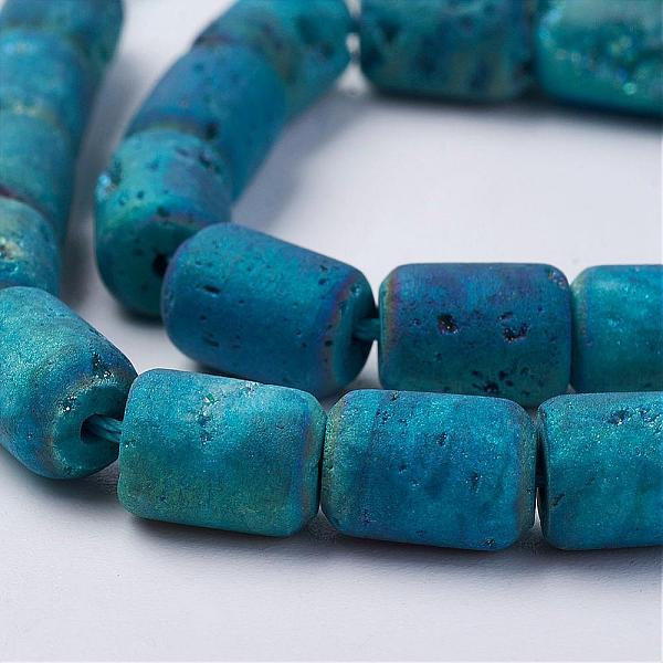 

PandaHall Electroplated Natural Druzy Geode Agate Bead Strands, Barrel, Light Blue, 8~8.5x6mm, Hole: 0.5mm, about 24pcs/strand, 7.87 inch...
