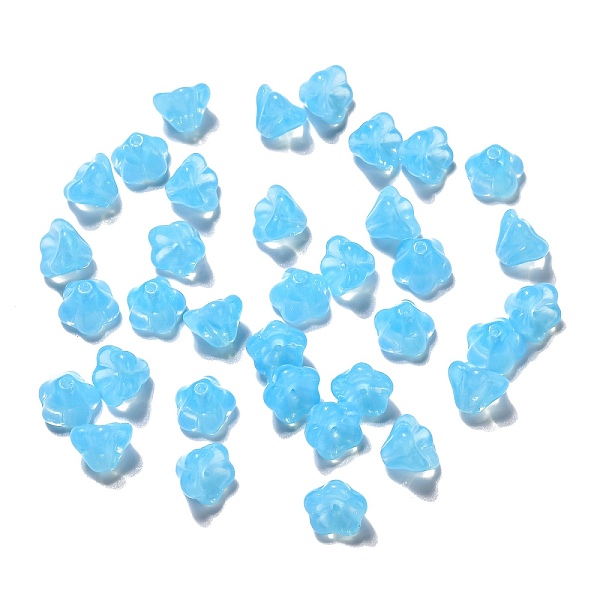 

PandaHall Translucent Czech Glass Beads, Flower, Light Blue, 8.5x6.5mm, Hole: 1mm, about 237~243pcs/bag Czech Glass Flower