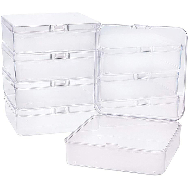 

PandaHall Polypropylene(PP) Plastic Boxes, Bead Storage Containers, with Hinged Lid, Square, Clear, 11.5x11.5x3.5cm Plastic Square Clear