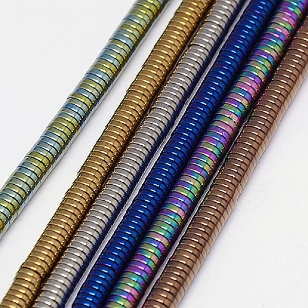 

PandaHall Electroplate Non-magnetic Synthetic Hematite Beads Strands, Heishi Beads, Flat Round/Disc, Grade A, Mixed Color, 2x1mm, Hole: 1mm...