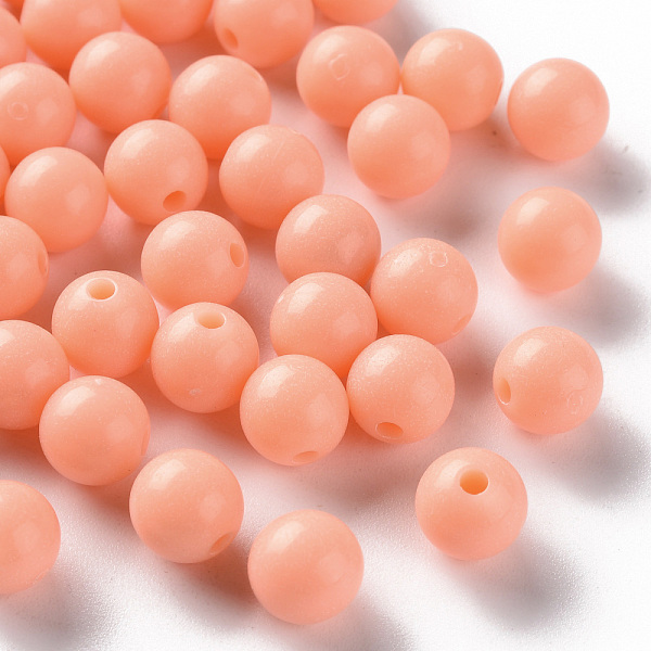 

PandaHall Opaque Acrylic Beads, Round, Light Salmon, 8x7mm, Hole: 2mm, about 111pcs/500g Acrylic Round