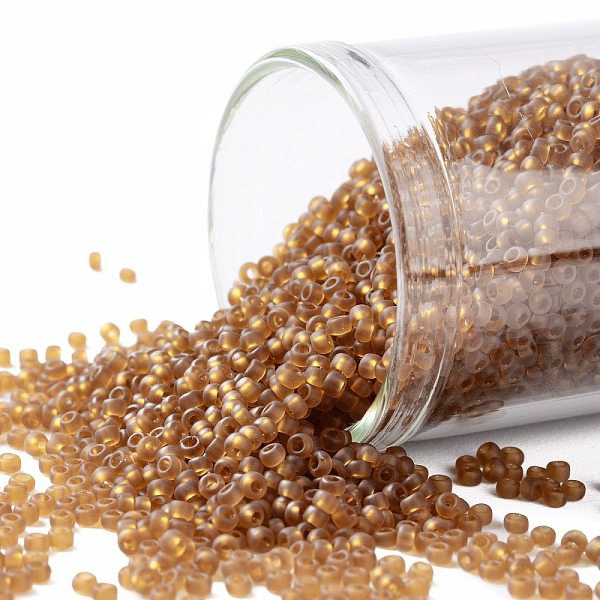 

PandaHall TOHO Round Seed Beads, Japanese Seed Beads, (2CF) Matte Dark Topaz, 15/0, 1.5mm, Hole: 0.7mm, about 3000pcs/10g Glass Brown