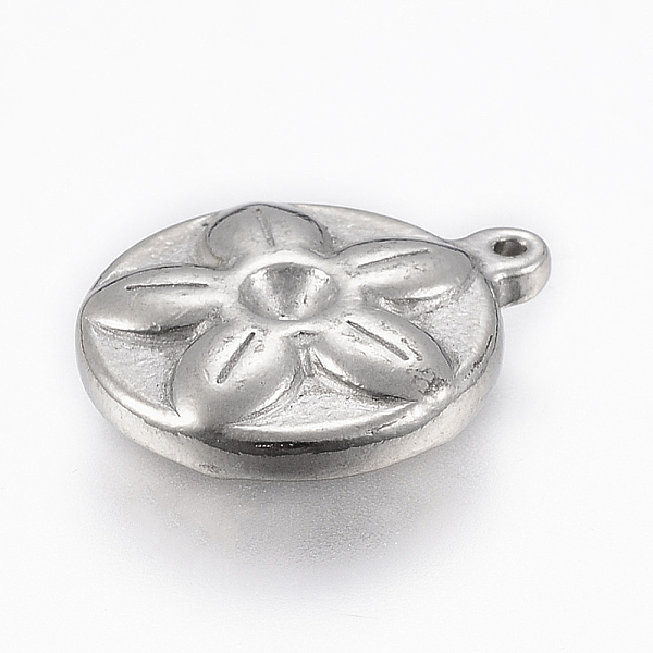 

PandaHall 304 Stainless Steel Pendant Rhinestone Settings, Flat Round with Flower, Stainless Steel Color, 19.5x16x4.5mm, Hole: 1mm, Fit for...