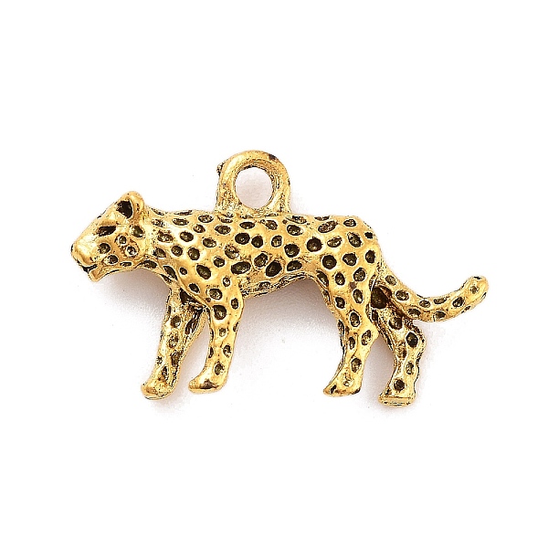 

PandaHall Tibetan Style Alloy Charms, Leopard, Antique Golden, 14x24x4mm, Hole: 2mm Alloy Leopard