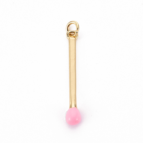 

PandaHall Brass Enamel Pendants, with Jump Ring, Cadmium Free & Nickel Free & Lead Free, Match, Real 16K Gold Plated, Pearl Pink, 30x4.5mm...