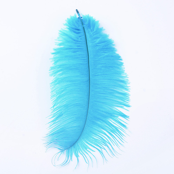 

PandaHall Ostrich Feather Costume Accessories, Dyed, Deep Sky Blue, 20~25m Feather Feather Blue