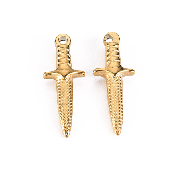 

PandaHall 304 Stainless Steel Pendants, Dagger, Real 14K Gold Plated, 24x9x4mm, Hole: 1.4mm 304 Stainless Steel Tool