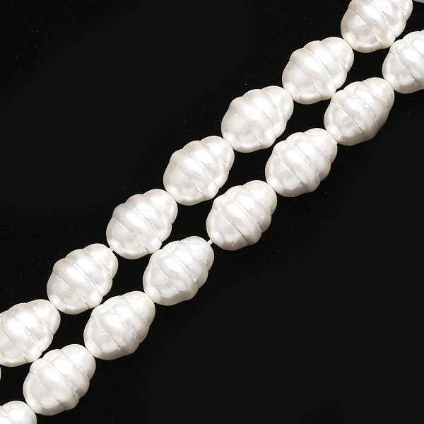 

PandaHall Shell Pearl Beads Strands, Polished, Oval, Snow, 16x12mm, Hole: 1mm, about 25pcs/strand, 15.75 inch(40cm) Shell Pearl Oval White