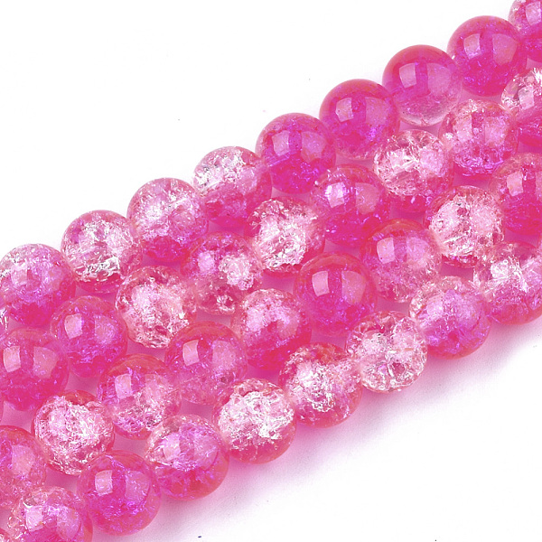 

PandaHall Spray Painted Crackle Glass Beads Strands, Round, Two Tone, Deep Pink, 4mm, Hole: 1.1~1.3mm, about 200pcs/strand, 31.4 inch Glass...