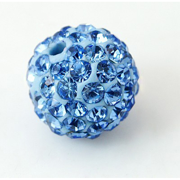 

PandaHall Polymer Clay Rhinestone Beads, Pave Disco Ball Beads, Grade A, Half Drilled, Round, Light Sapphire, PP9(1.5.~1.6mm), 6mm, Hole..., Blue