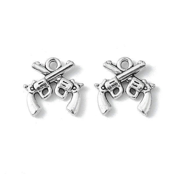 

PandaHall Zinc Alloy Necklace Pendants, Cross Pistol, Double Gun Jewelry Charm, Lead Free and Cadmium Free, Antique Silver, about 16mm long...