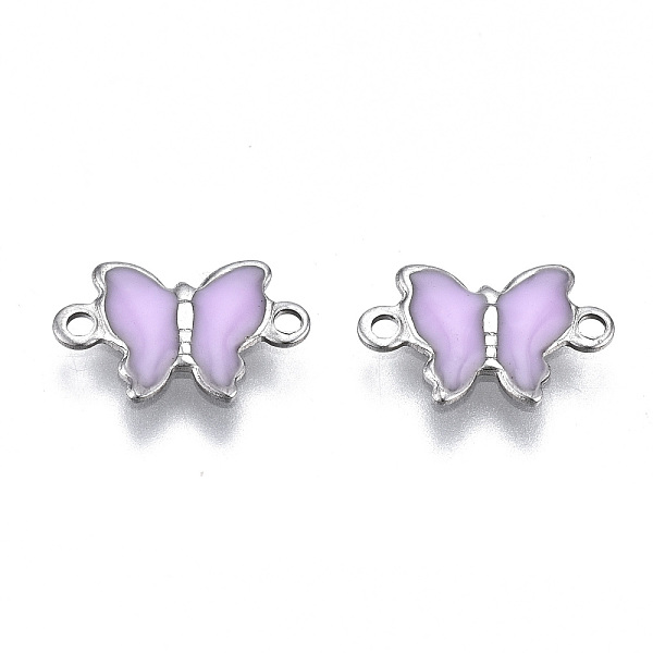 

PandaHall 304 Stainless Steel Enamel Links Connectors, Nickel Free, Butterfly, Stainless Steel Color, Plum, 6.5x10x1mm, Hole: 1mm 304..., Purple