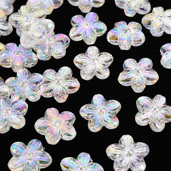 

PandaHall Transparent Acrylic Beads, AB Color, Flower, Clear, 14.5x15.5x7mm, Hole: 1.8mm Acrylic Flower Clear